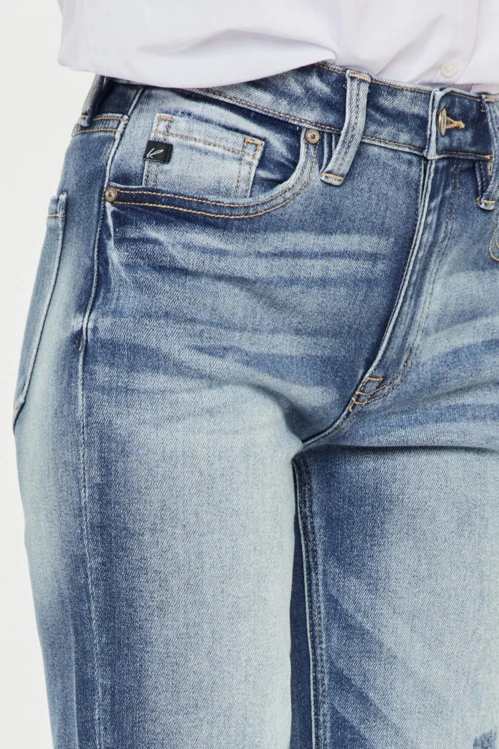 Kancan High Rise Cuffed Straight Jeans - Fashorio