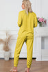 Round Neck Top and Drawstring Pants Lounge Set - Fashorio