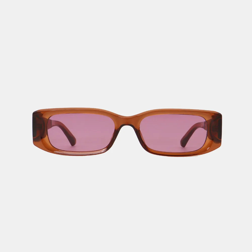 Polycarbonate Frame Rectangle Sunglasses Caramel One Size - Fashorio