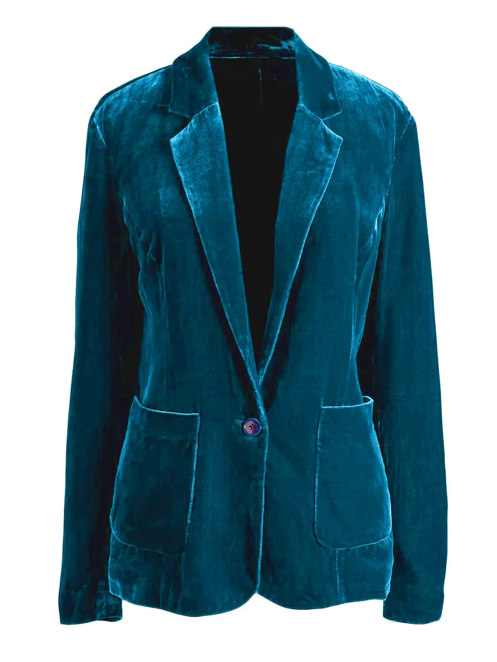 Pocketed Button Up Lapel Collar Blazer - Fashorio