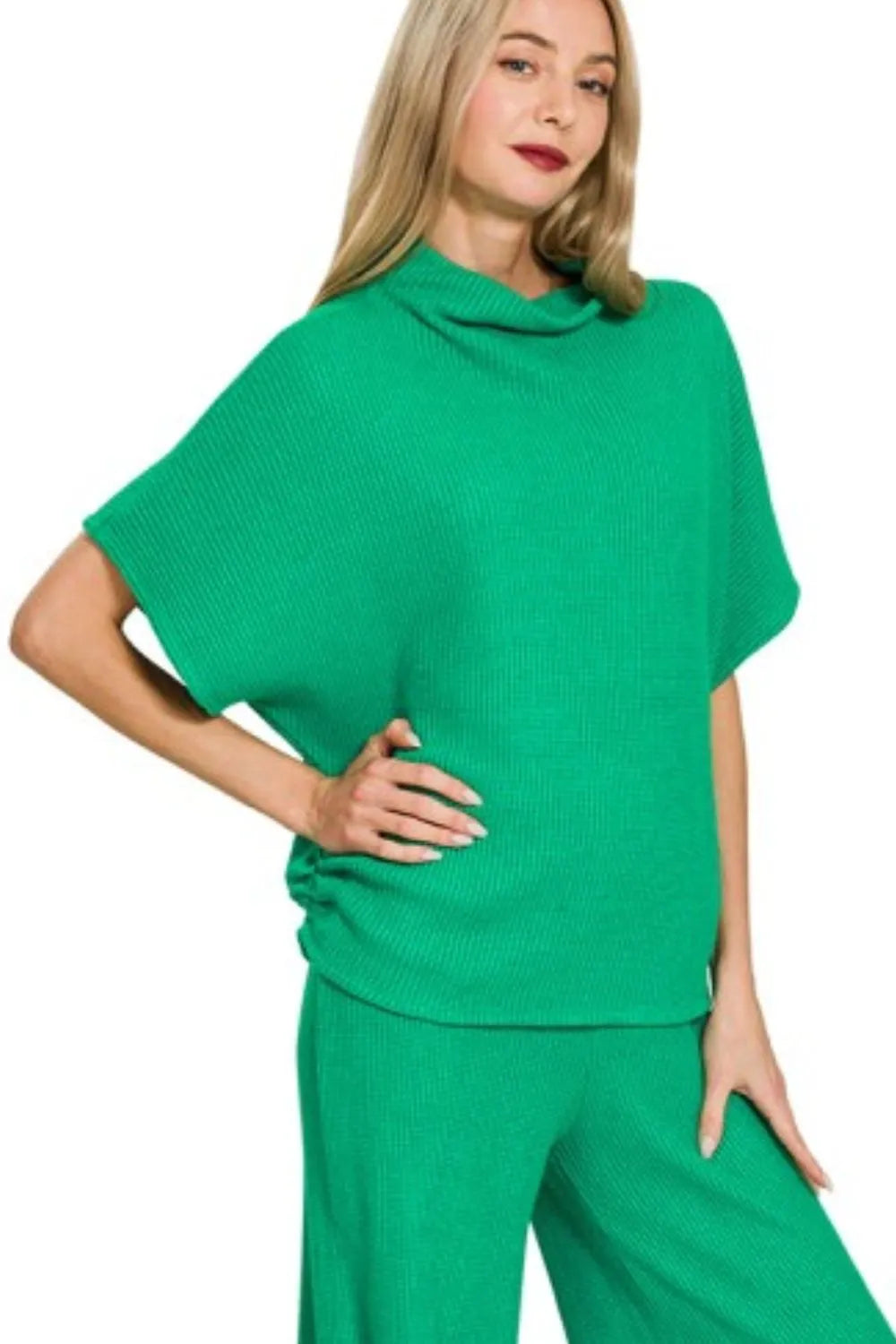 Zenana Sweater Mock Neck Top & Long Pants Set - Fashorio
