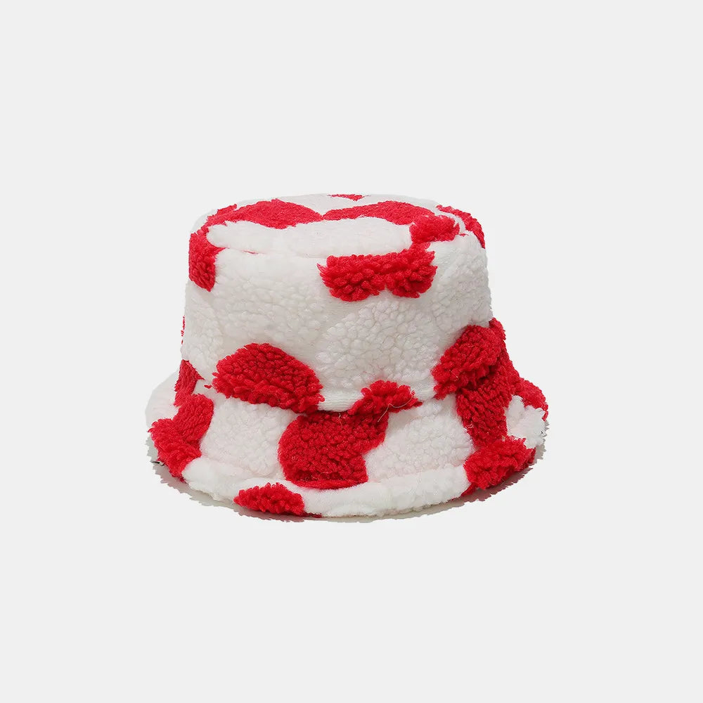 Contrast Heart Bucket Hat Deep Red One Size - Fashorio