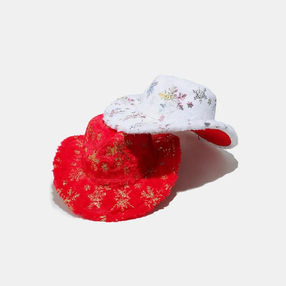 Fuzzy Snowflakes Polyester Hat - Fashorio