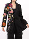 Pearl Detail Flower Lapel Collar Blazer Black - Fashorio