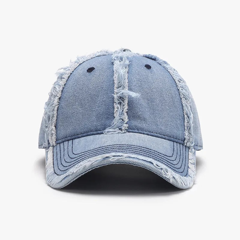 Raw Hem Cotton Baseball Cap - Fashorio
