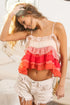 BiBi Crinkle Chiffon Ruffle Tiered Adjustable Strap Top - Fashorio
