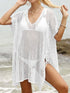 Side Tied V-Neck Cover-Up White One Size - Fashorio