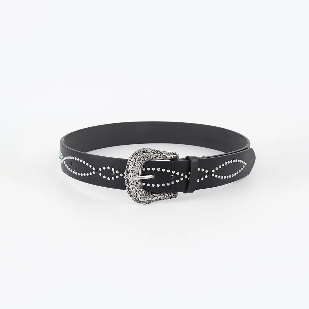 PU Leather Rhinestone Belt - Fashorio