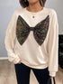 Sequined Bow Round Neck Sweatshirt - Fashorio