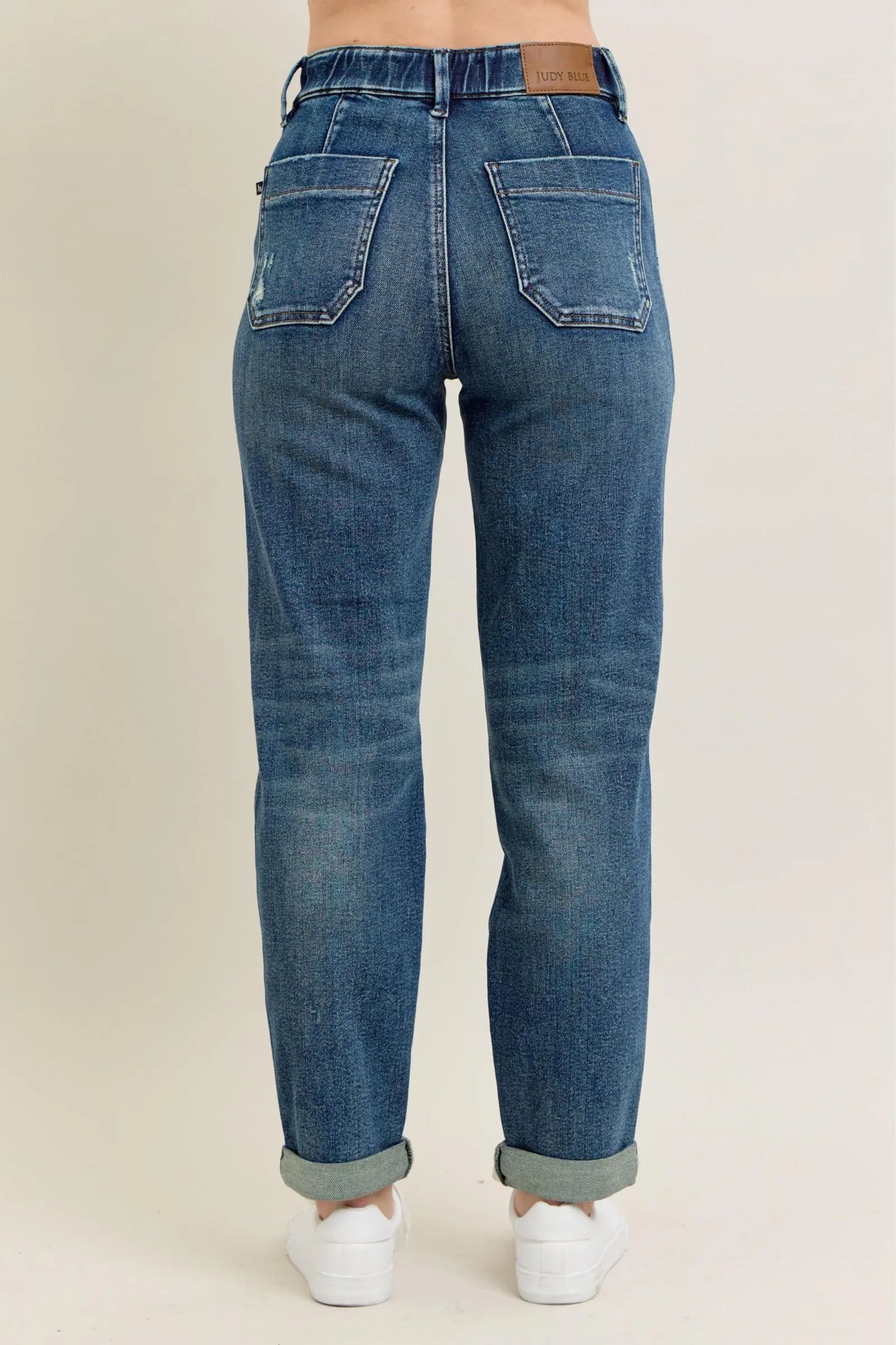 Judy Blue Full Size HW Vintage Wash Jeans w/ Drawstring Plus Size - Fashorio