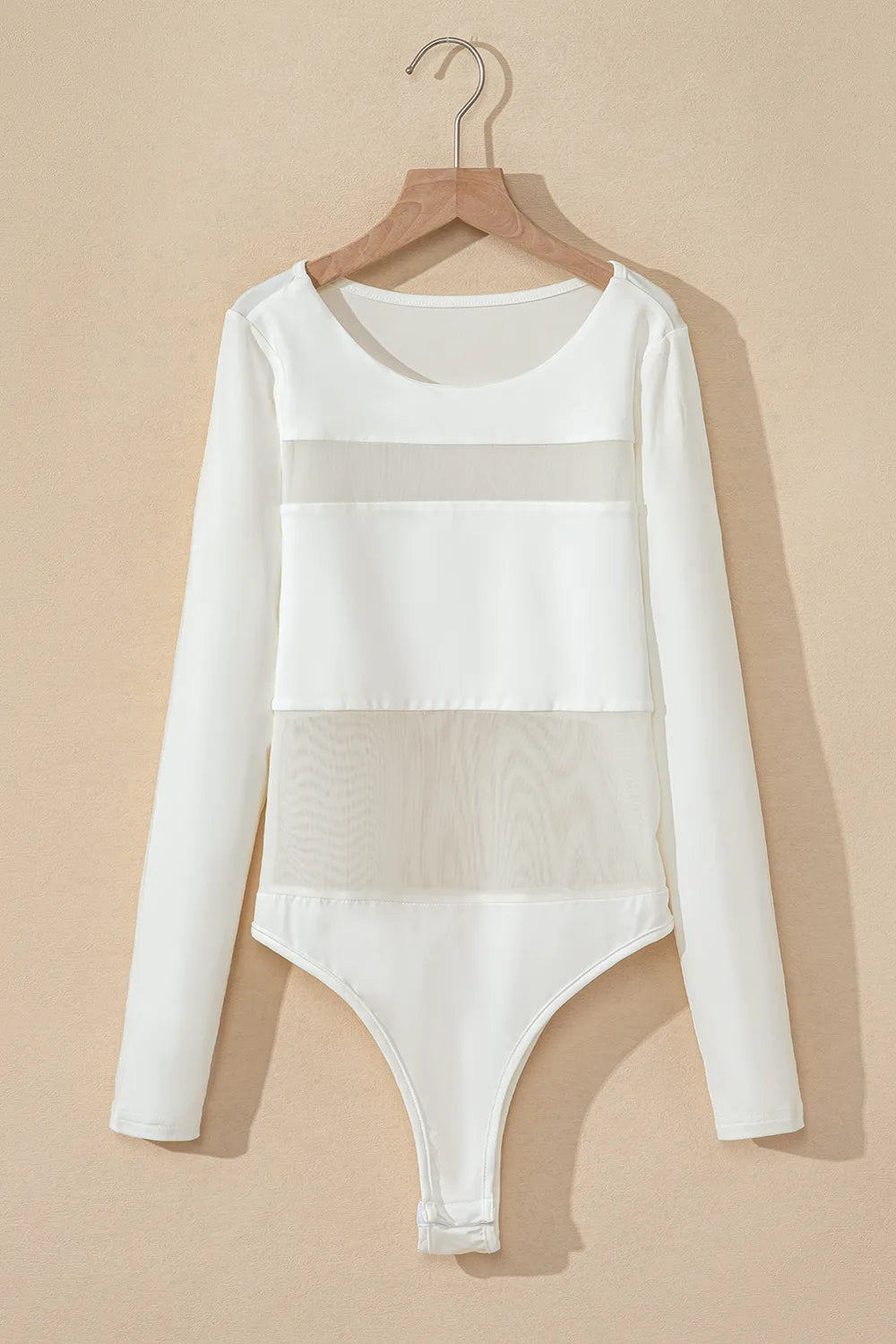 Round Neck Long Sleeve Bodysuit - Fashorio
