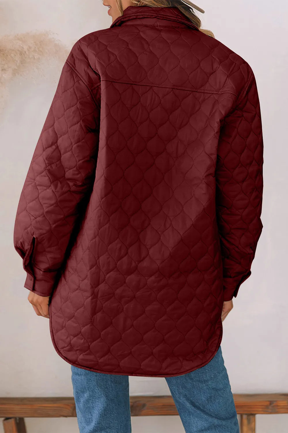 Snap Down Collared Winter Coat - Fashorio