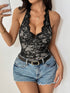 Lace Halter Neck Bodysuit - Fashorio
