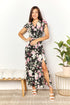 Perfee Floral Flutter Sleeve Tie-Waist Split Dress - Fashorio