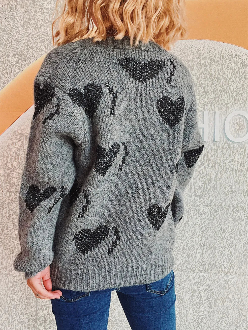 Heart Button Up Long Sleeve Cardigan - Fashorio