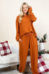 Super Lady Full Size Fuzzy Hacci Brush Round Neck Top and Pants Lounge Set - Fashorio