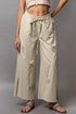 POL Distressed Drawstring Slit Wide leg Pants Cream - Fashorio