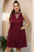 Plus-Size Cutout Sleeveless Dress – Flattering Round Neck Style - Fashorio