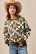 BiBi Flower Pattern Long Sleeve Sweater - Fashorio