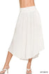 Zenana Woven Crinkle Smocked Waist Maxi Skirt W Pockets OFF WHITE - Fashorio