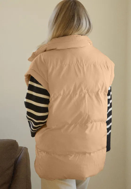 Zip Up Vest Coat with Pockets - Fashorio