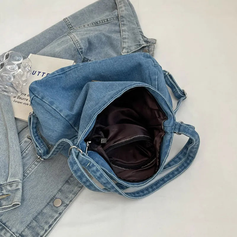 Adjustable Strap Denim Shoulder Bag - Fashorio