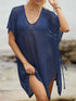 Side Tied V-Neck Cover-Up Dark Blue One Size - Fashorio