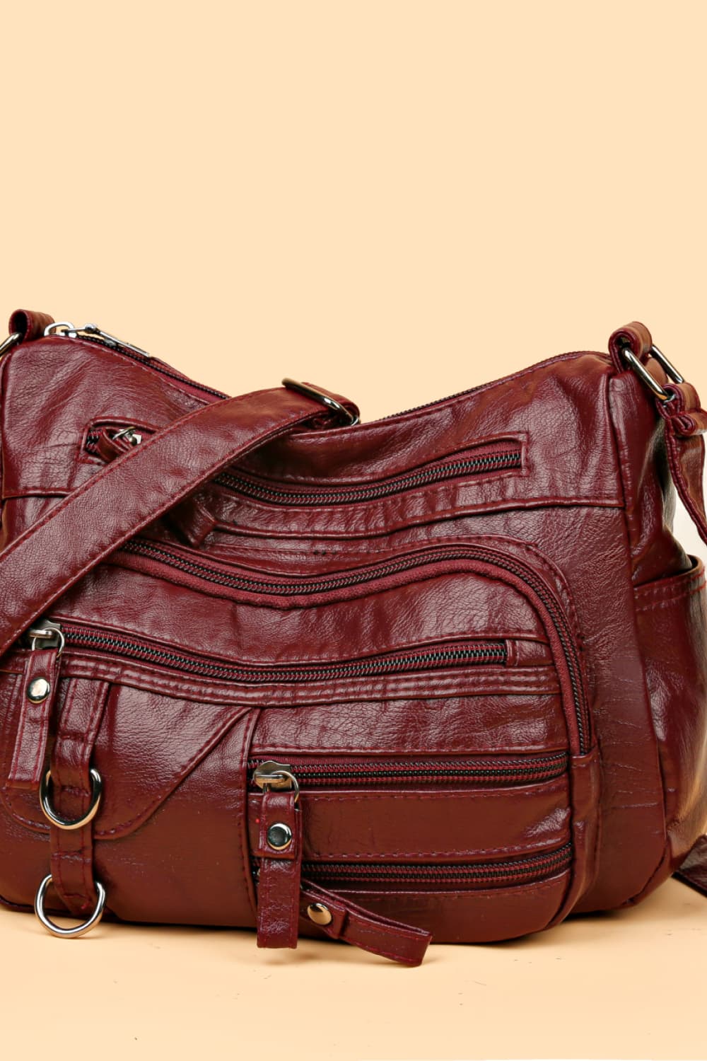Multi-Pocket PU Leather Crossbody Bag - Fashorio