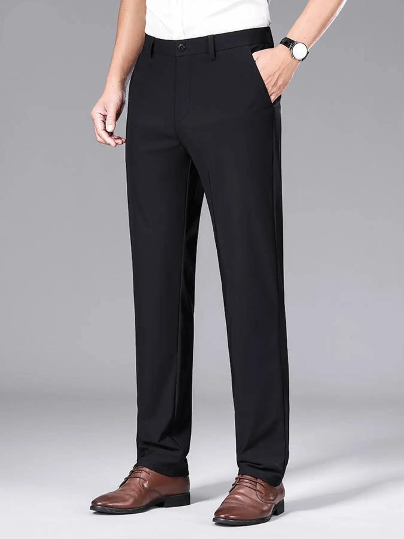 Men's Slim Fit Casual Pants Black - Fashorio