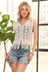 ADORA Fringe Hem Crochet Vest Cardigan - Fashorio