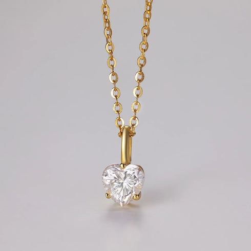Heart Shape Pendant Necklace Gold One Size - Fashorio