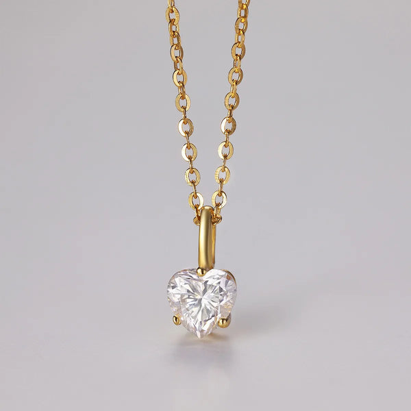 Heart Shape Pendant Necklace Gold One Size - Fashorio