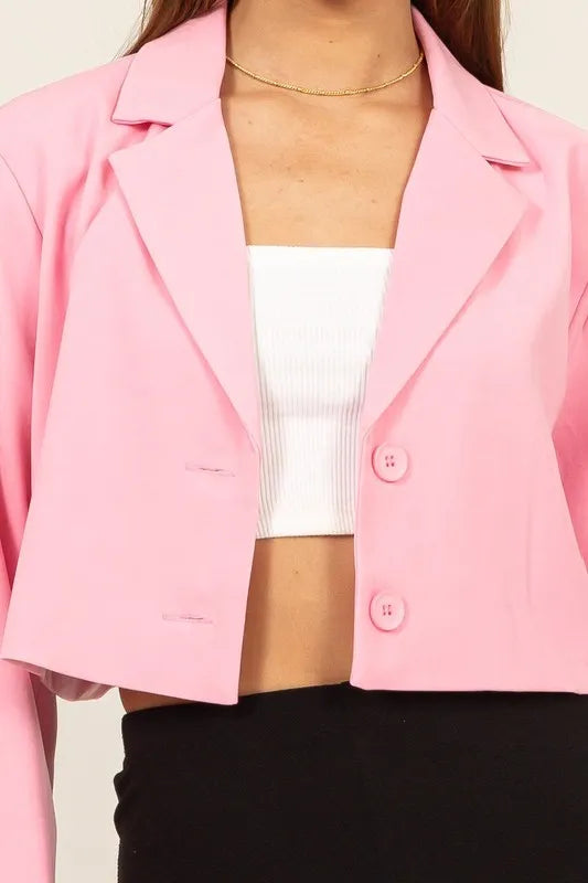 HYFVE Cropped Button-Down Blazer - Fashorio