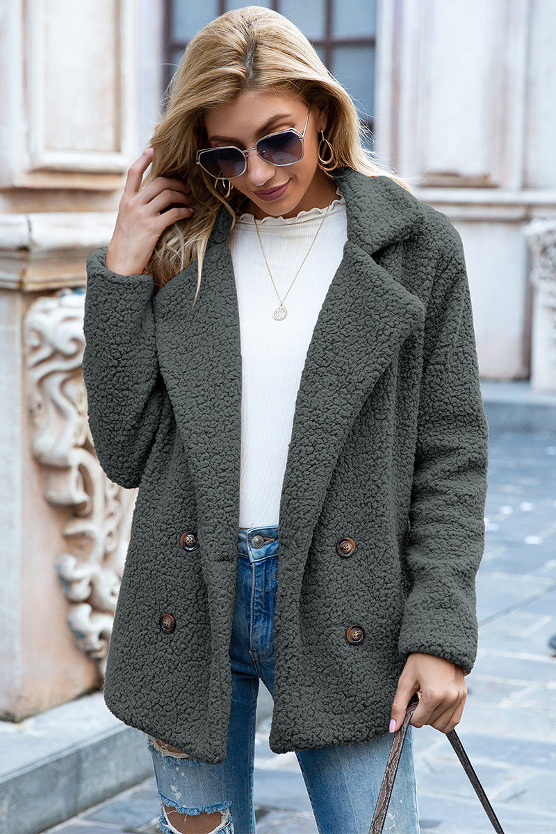 Ivy Lane Full Size Lapel Collar Sherpa Coat - Fashorio