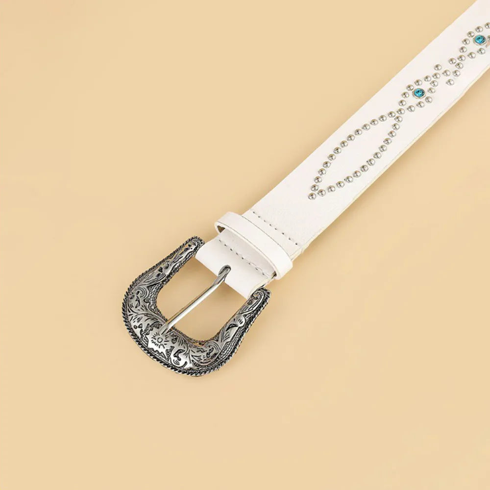 PU Leather Rhinestone Belt - Fashorio