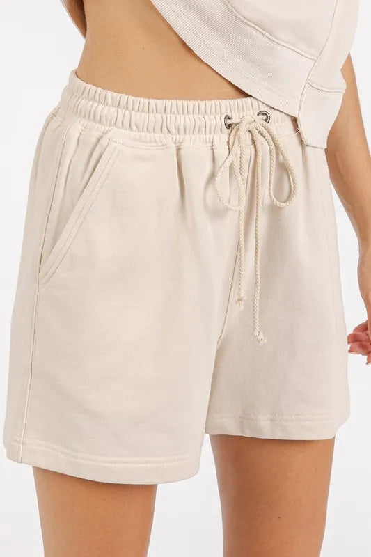 Mittoshop French Terry Crew Neck Top and Shorts Set - Fashorio