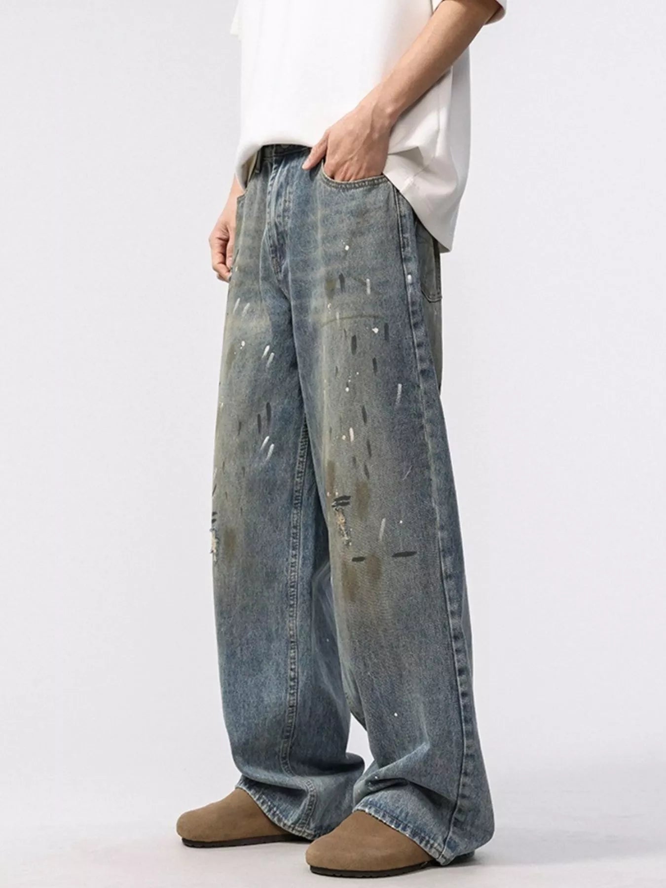 Men's Washed Loose Fit Jeans Vintage Color - Fashorio
