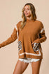 BiBi Mock Neck Sweater with Leopard Pocket - Fashorio