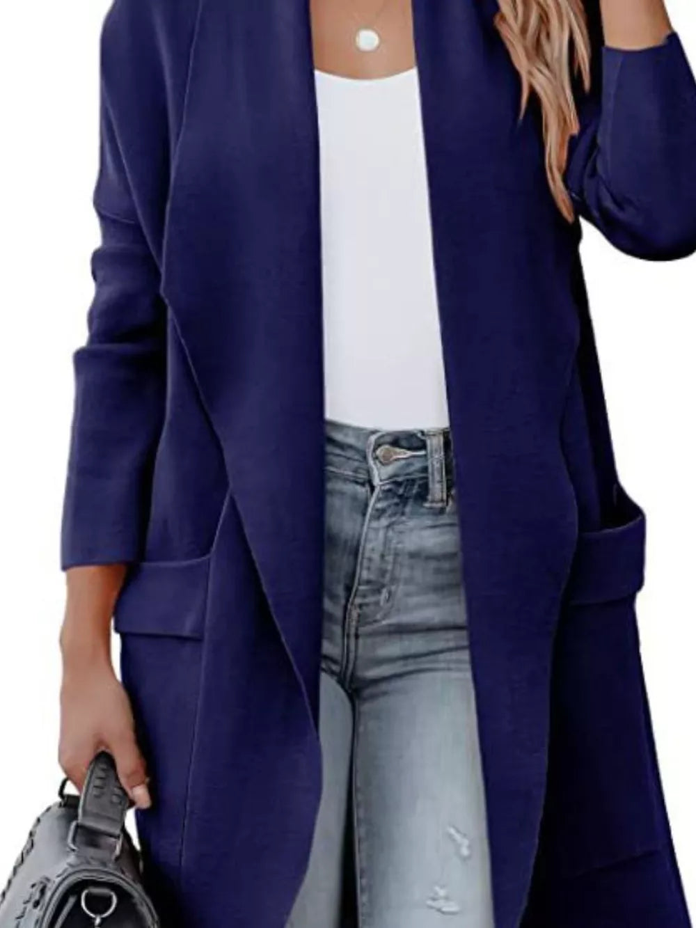 Open Front Dropped Shoulder Outerwear - Fashorio
