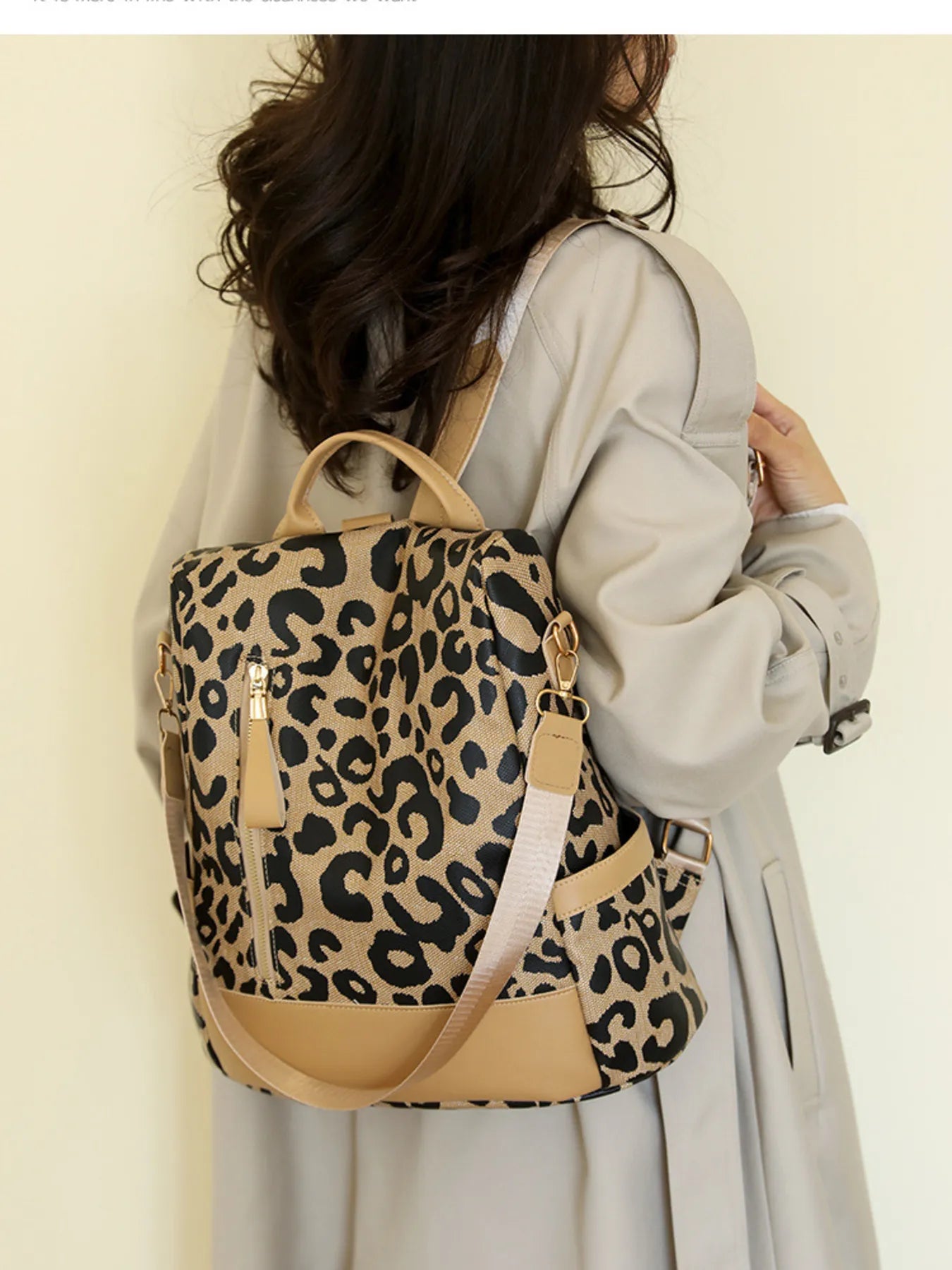 Leopard Print Backpack Bag Brown One Size - Fashorio