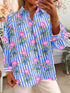 Floral Striped Button-Down Shirt - Fashorio