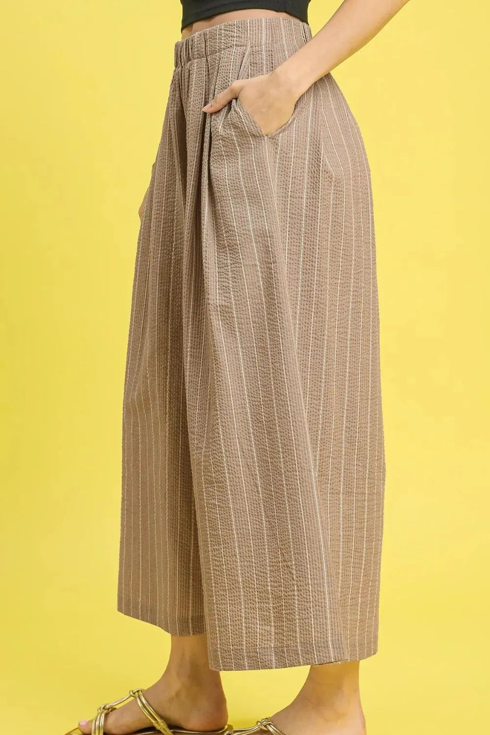 Umgee Pinstripe Crop Palazzo Pants - Fashorio