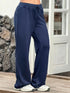 Drawstring Wide Leg Active Pants Navy - Fashorio