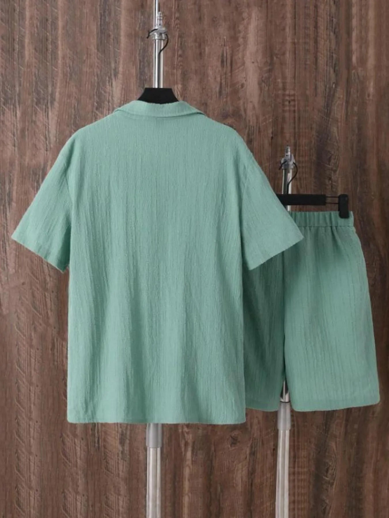 Men's Plus Size Button Up Short Sleeve Shirt and Shorts Set - Fashorio