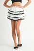 MABLE Poplin Ruffle Layered Contract Lace Trim Mini Skirt Off White - Fashorio
