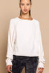 POL Round Neck Backless Sweater with Ribbed Edge Cream - Fashorio