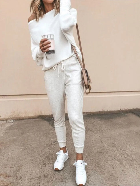 Full Size One-Shoulder Ribbed Sweater Plus Size - Fashorio