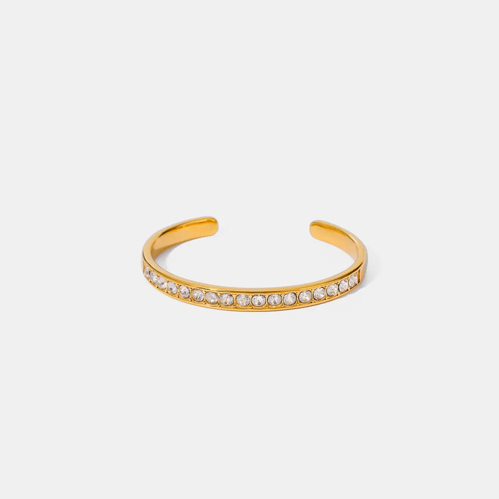 Stainless Steel Inlaid Zircon Bracelet Gold One Size - Fashorio