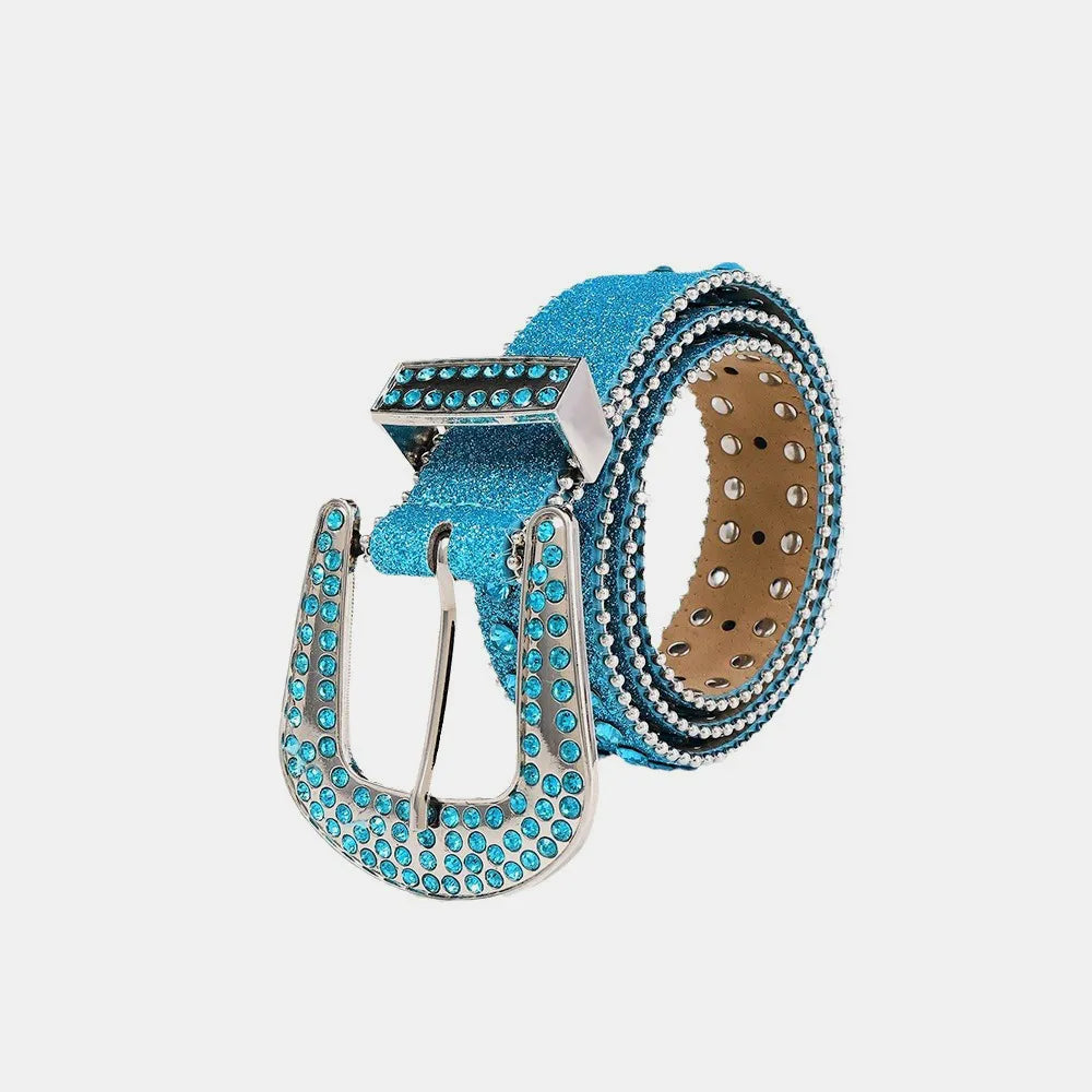 Rhinestone PU Leather Belt - Fashorio