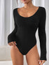 Perfee Scoop Neck Long Sleeve Bodysuit - Fashorio
